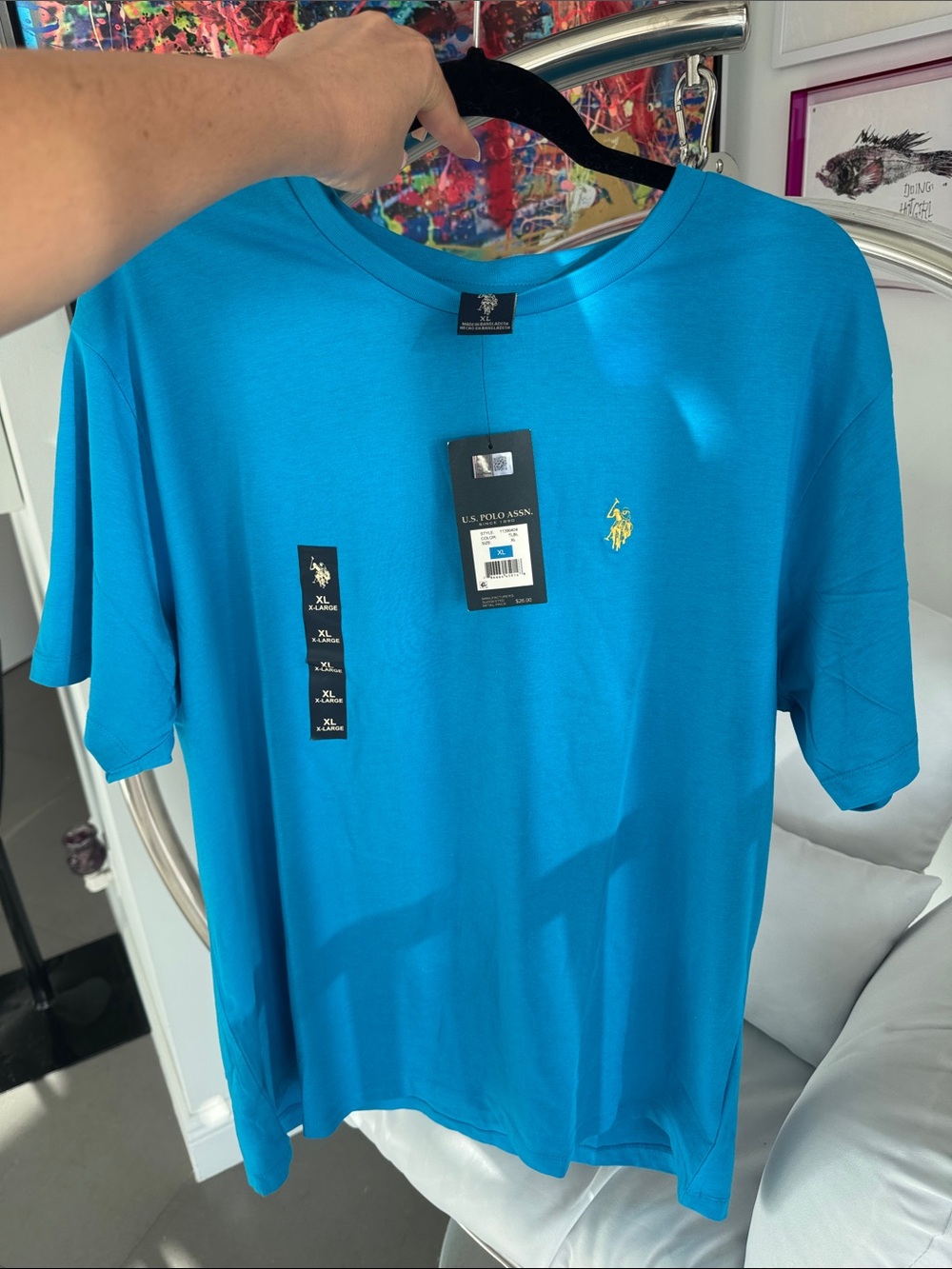 U.S. Polo Assn. Bright Blue Short Sleeve Tee with Yellow Logo